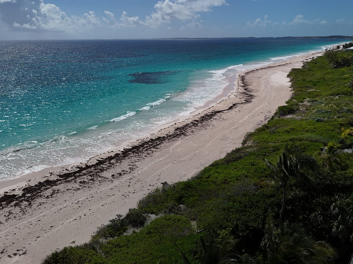 Harbour Island beach seen from a roof under construction